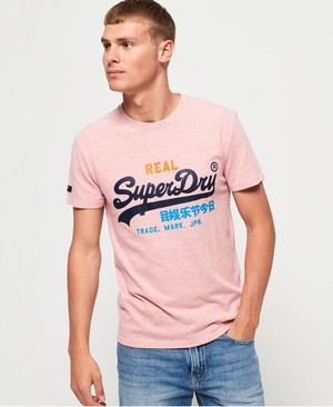 Superdry Vintage Logo Tri-Colour Férfi Pólók Rózsaszín | OXZTY0429